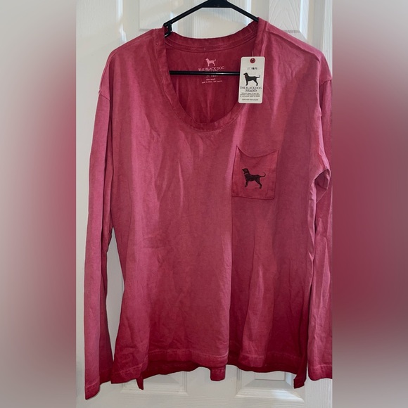 NWT The Black Dog Boyfriend Tee long sleeve, front pocket, relaxed fit cotton - Picture 6 of 12